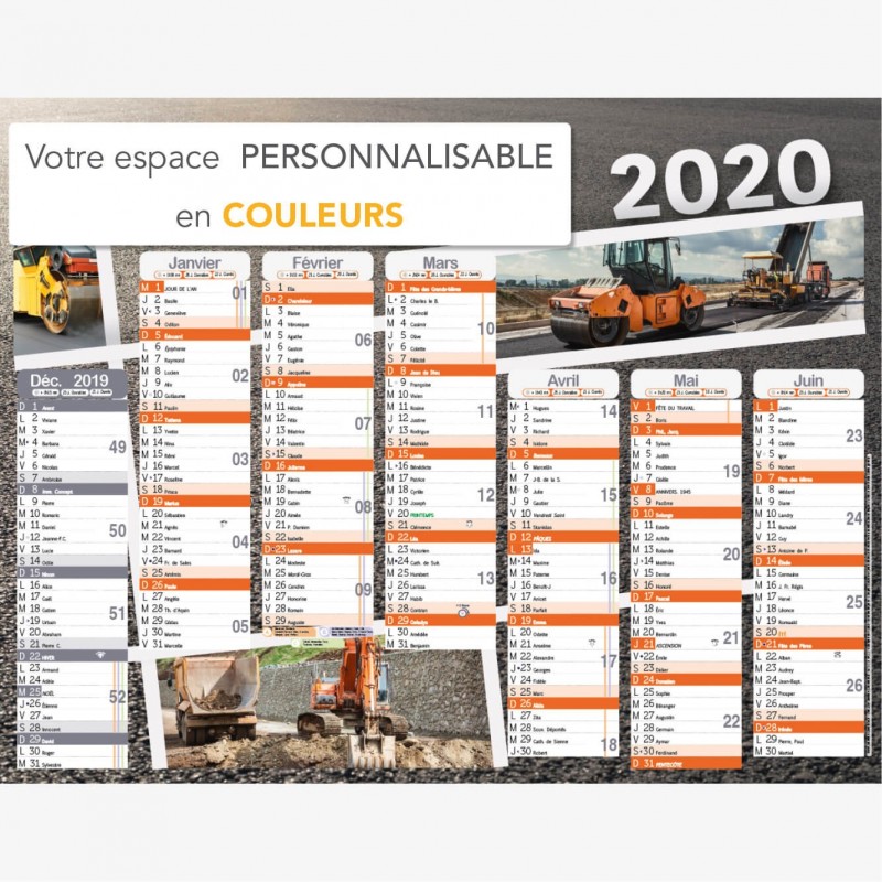 Calendrier bancaire Industrie - G237 - M237 - P237 - Autres formats