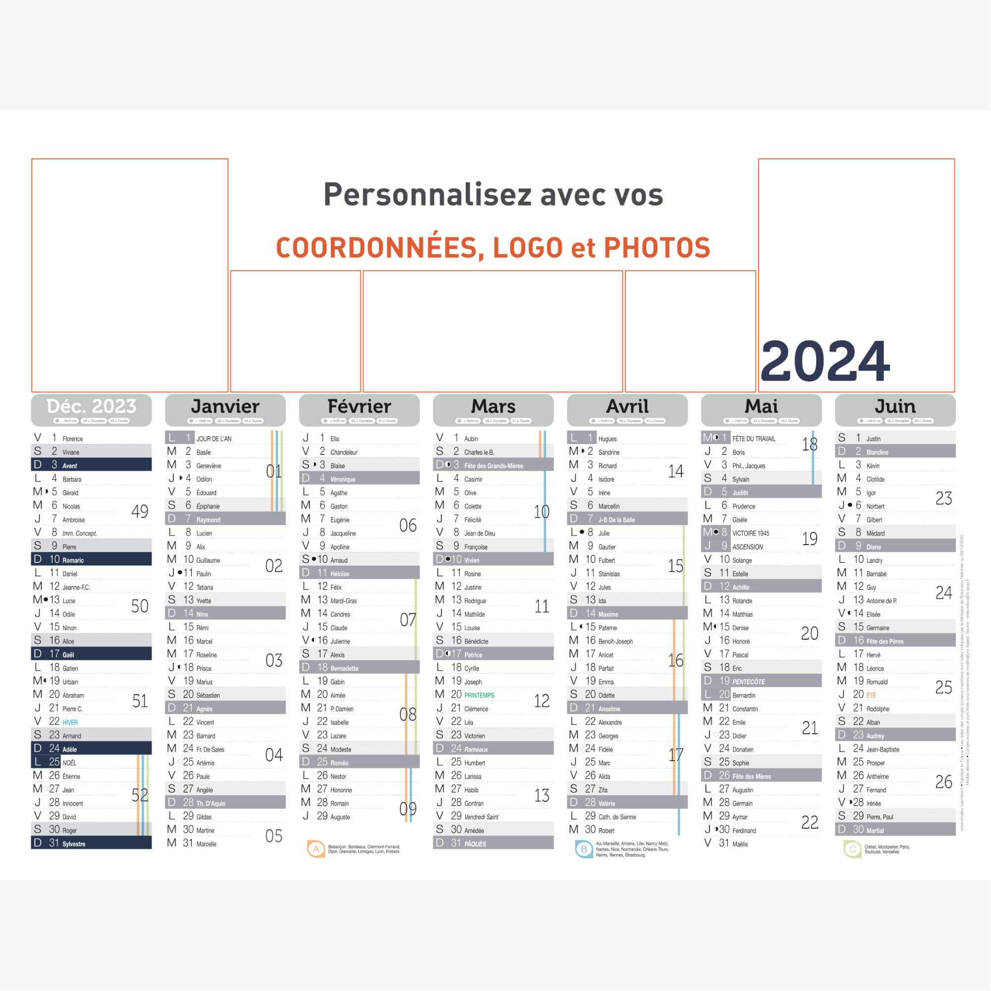 Impression de calendriers 2024 personnalisé grand format souple