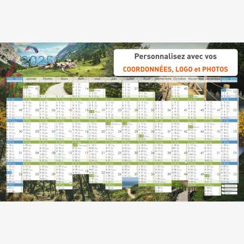 Calendrier bancaire 2025 personnalisé FRANCE NATURE - 66 x 43 cm