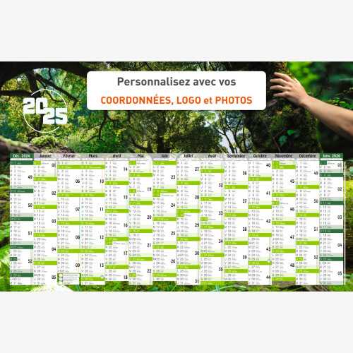 Calendrier bancaire 2025 personnalisé FORET - 66 x 43 cm