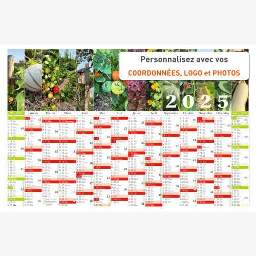 Calendrier bancaire 2025 personnalisé POTAGER - 66 x 43 cm