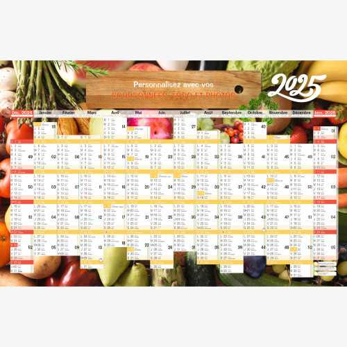 Calendrier bancaire 2025 personnalisé FRUITS ET LÉGUMES - 66 x 43 cm