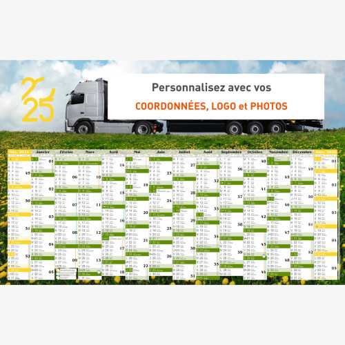 Calendrier bancaire 2025 personnalisé CAMION PHOTO - 66 x 43 cm