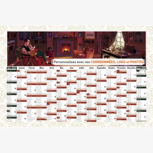 Calendrier bancaire 2025 personnalisé SHERLOCK HOLMES - 66 x 43 cm