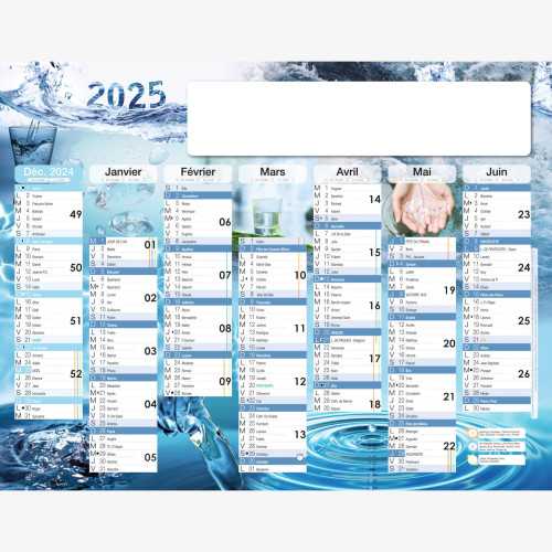 Calendrier bancaire 2025 personnalisé EAU - 54x42 cm ou 43x33 cm ou 21x27 cm