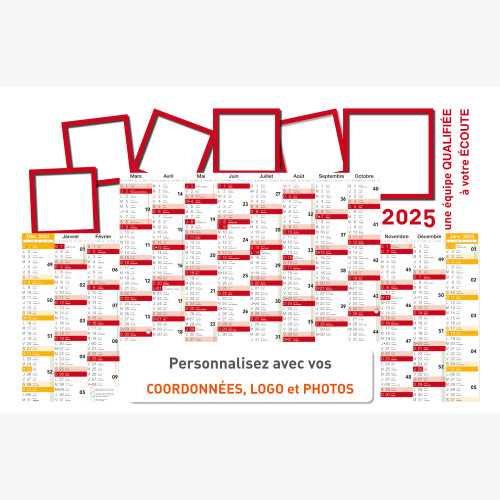 Calendrier bancaire 2025 personnalisé PERSONNALISABLE 4 - 66 x 43 cm