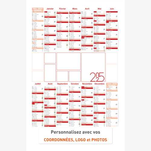 Calendrier bancaire 2025 personnalisé PERSONNALISABLE 9 - 66 x 43 cm