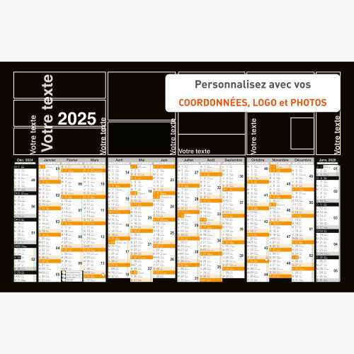 Calendrier bancaire 2025 personnalisé PERSONNALISABLE 10 - 66 x 43 cm