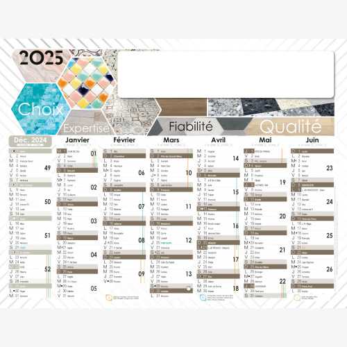 Calendrier bancaire 2025 personnalisé CARRELEUR - 54x42 cm ou 43x33 cm ou 21x27 cm